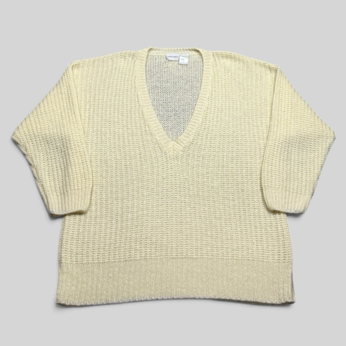 Comme des Garçons Cream chunky ribbed wool sweater