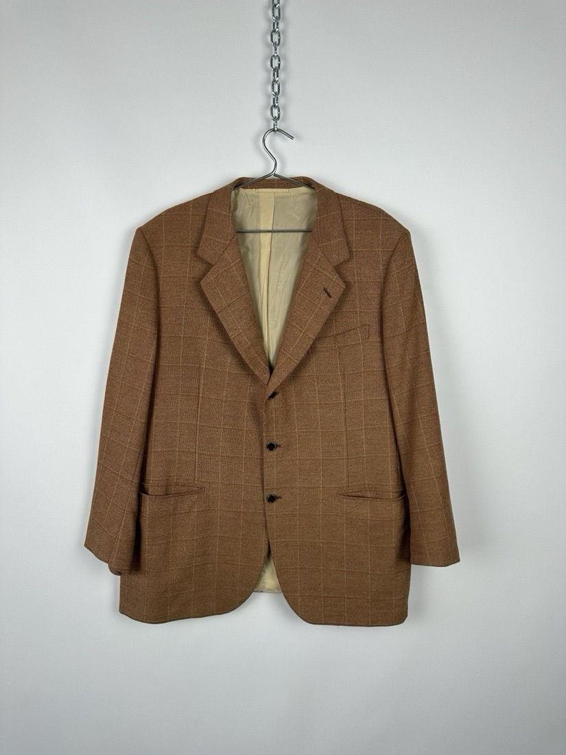Brioni Brown windowpane wool blazer