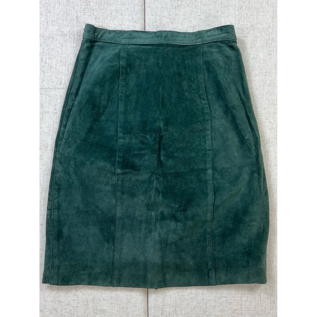Bottle green suede skirt