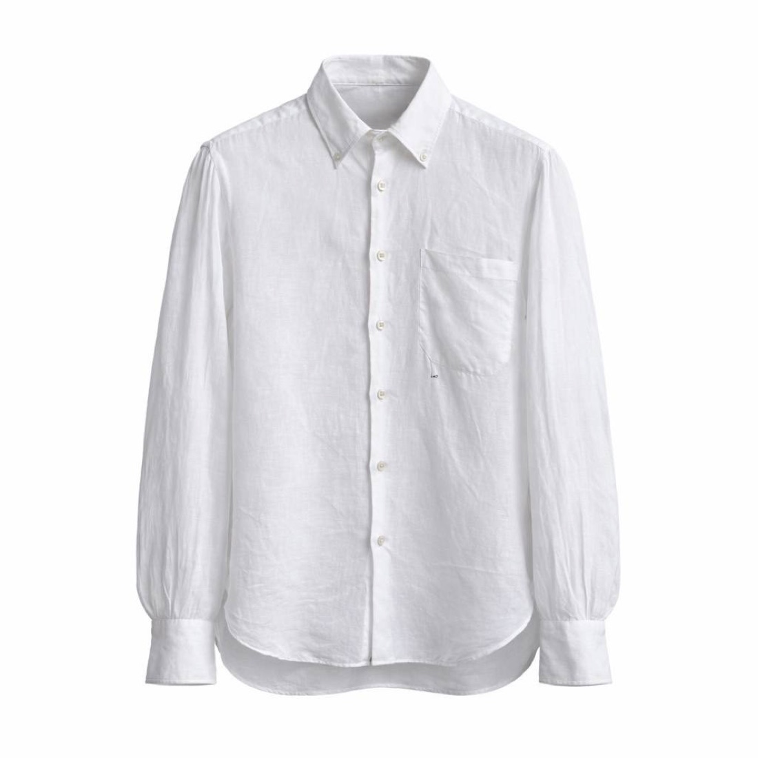 Kiton White linen button-down shirt