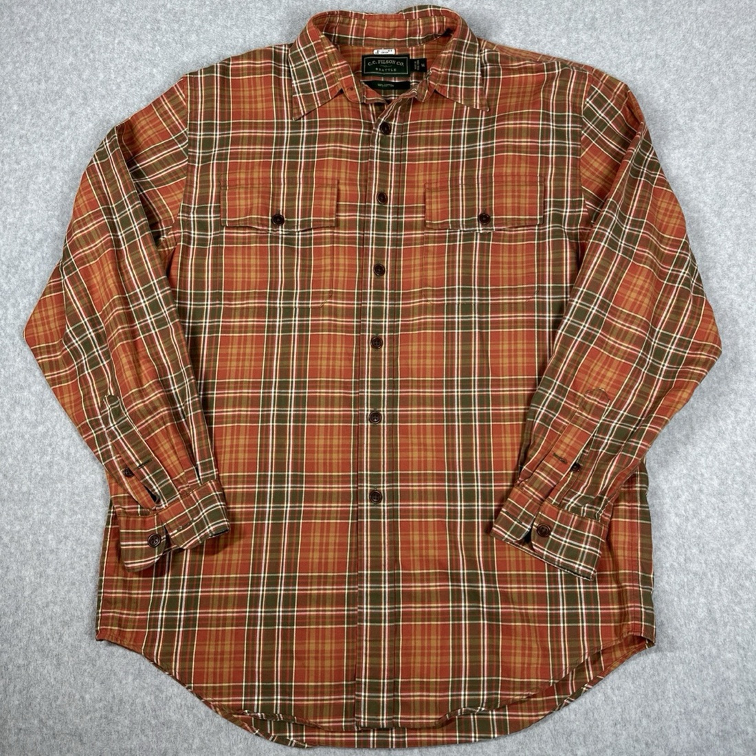 Filson Rust plaid flannel shirt