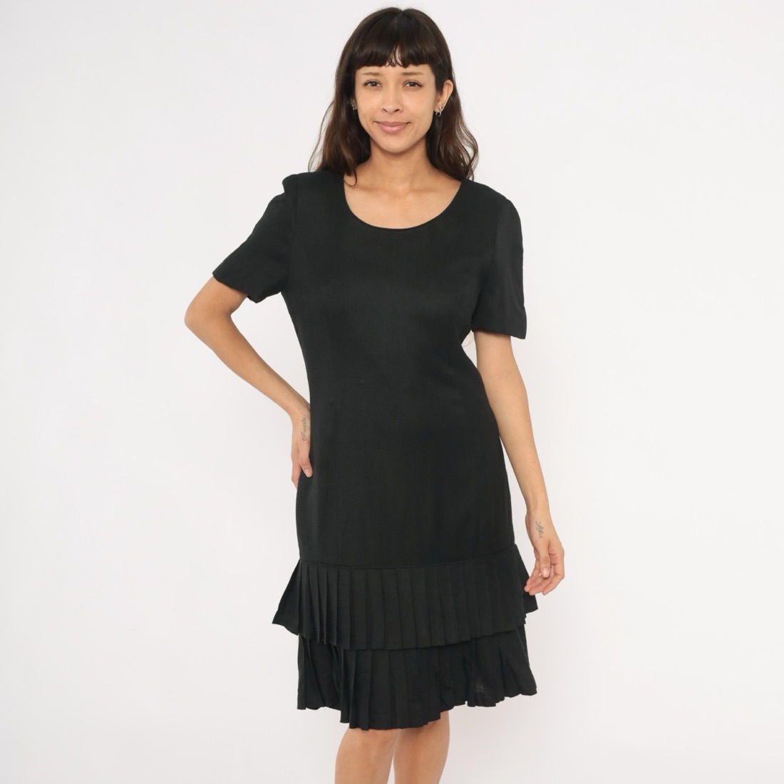 Carolina Herrera Black dress with pleated hem