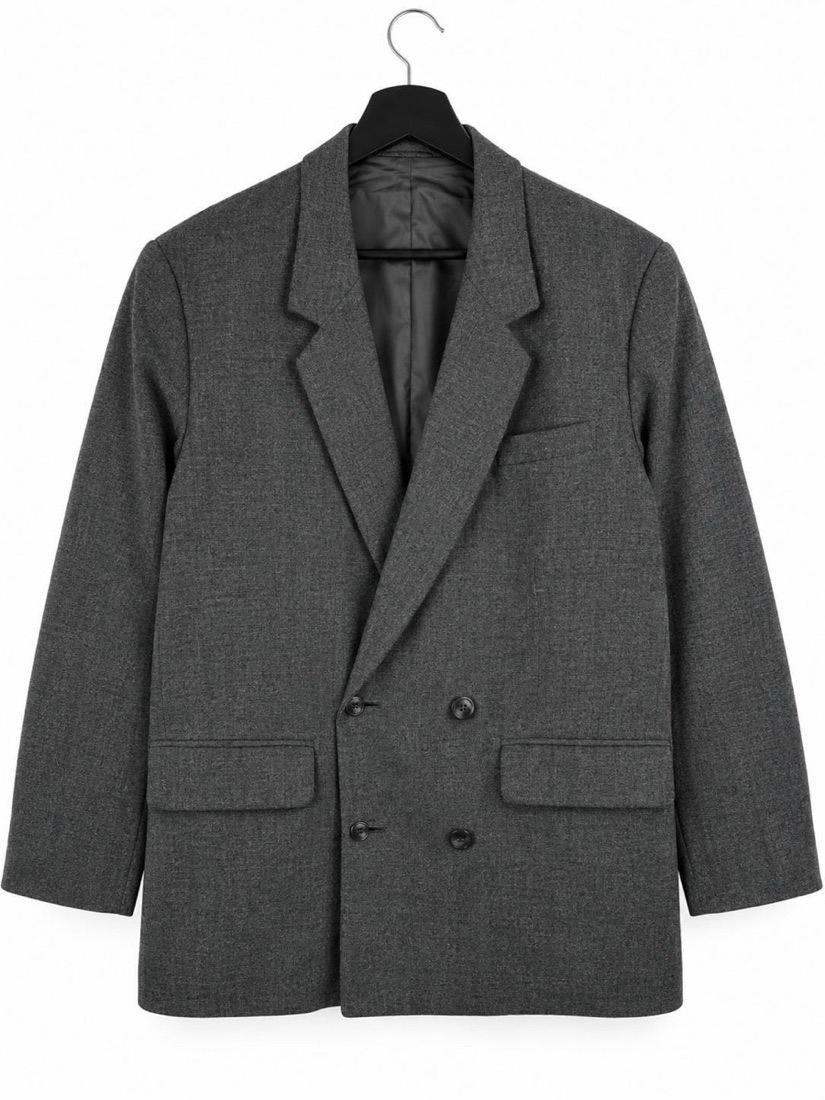 Yohji Yamamoto Charcoal double-breasted wool blazer