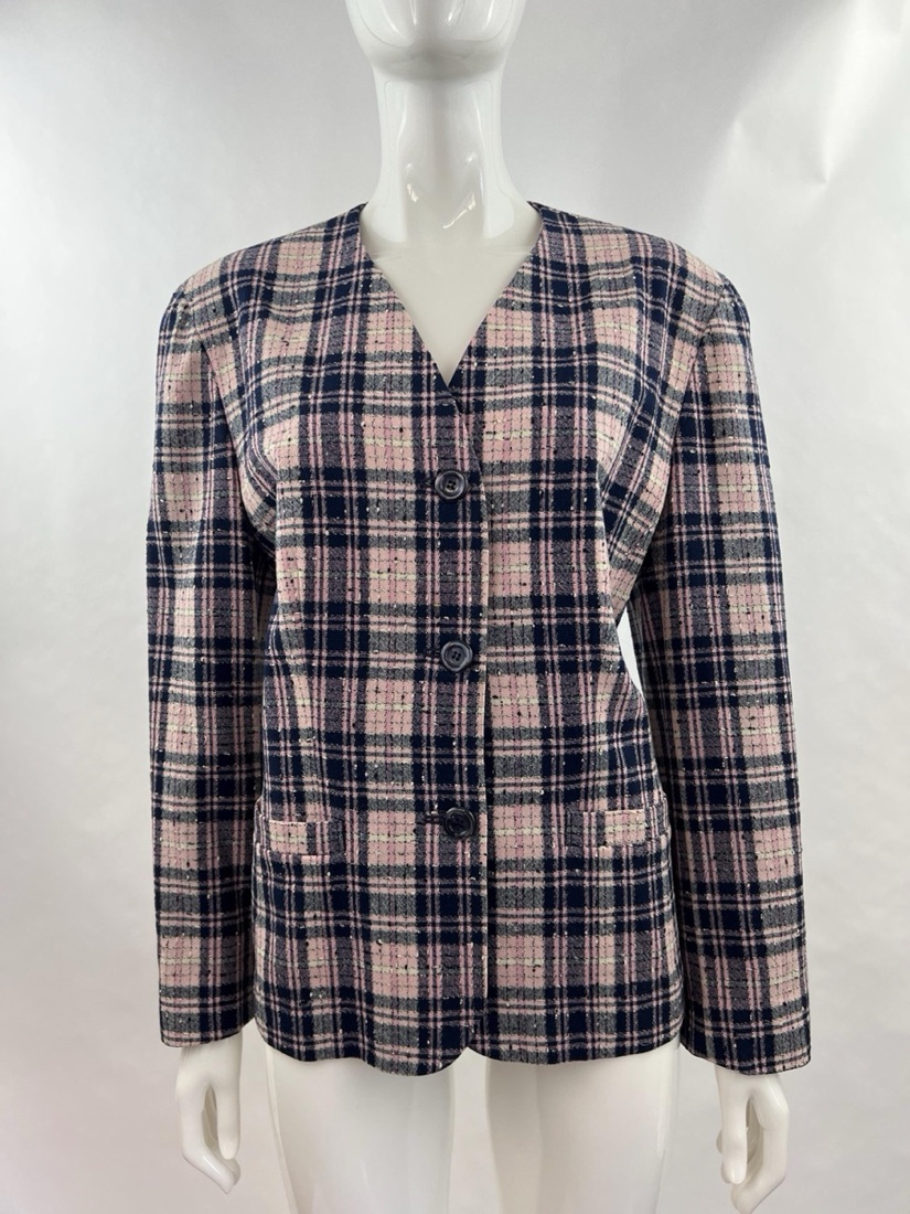Pendleton Navy and rose plaid wool jacket