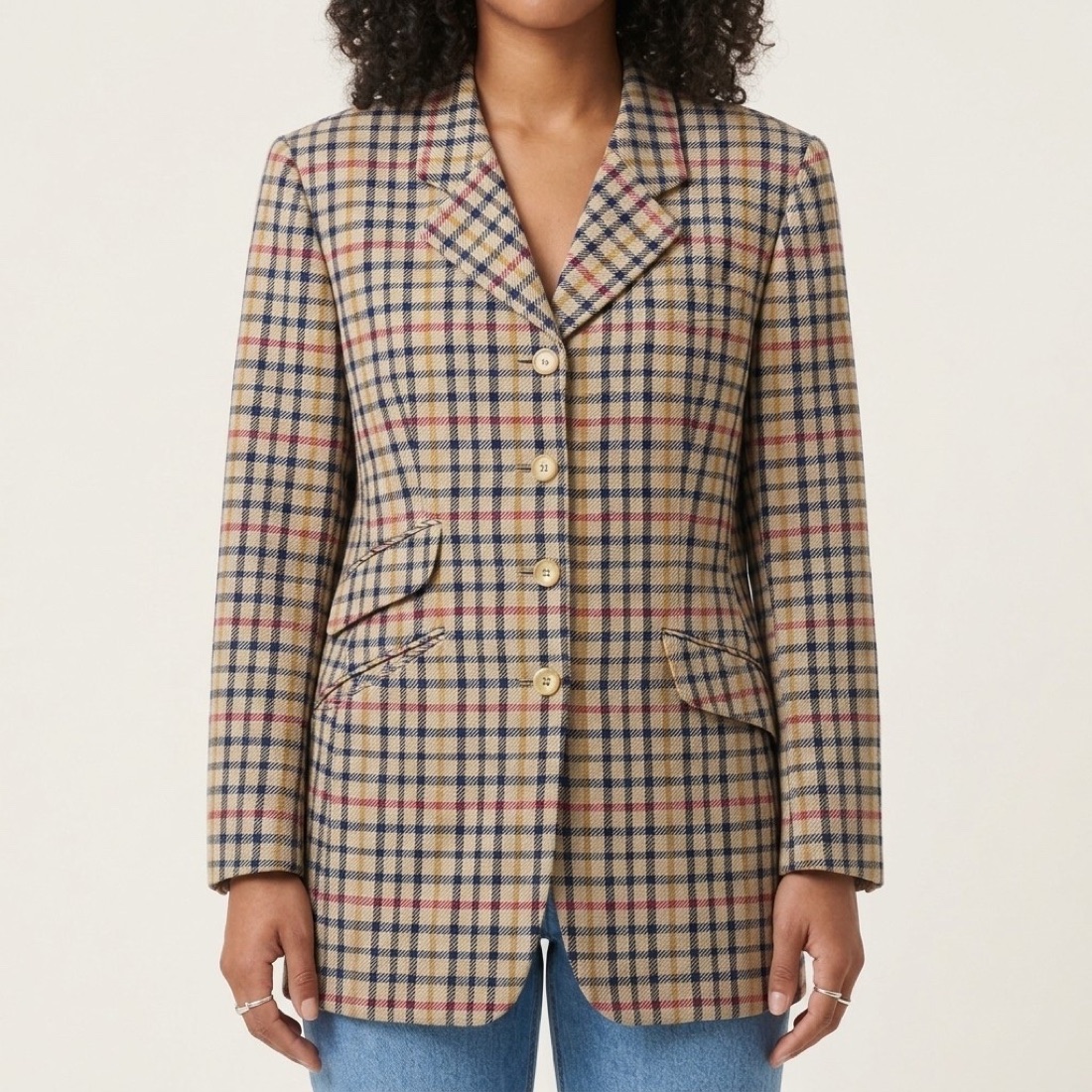 Daks Windowpane check wool blazer