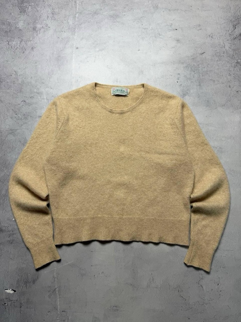 Brora Camel wool crewneck sweater