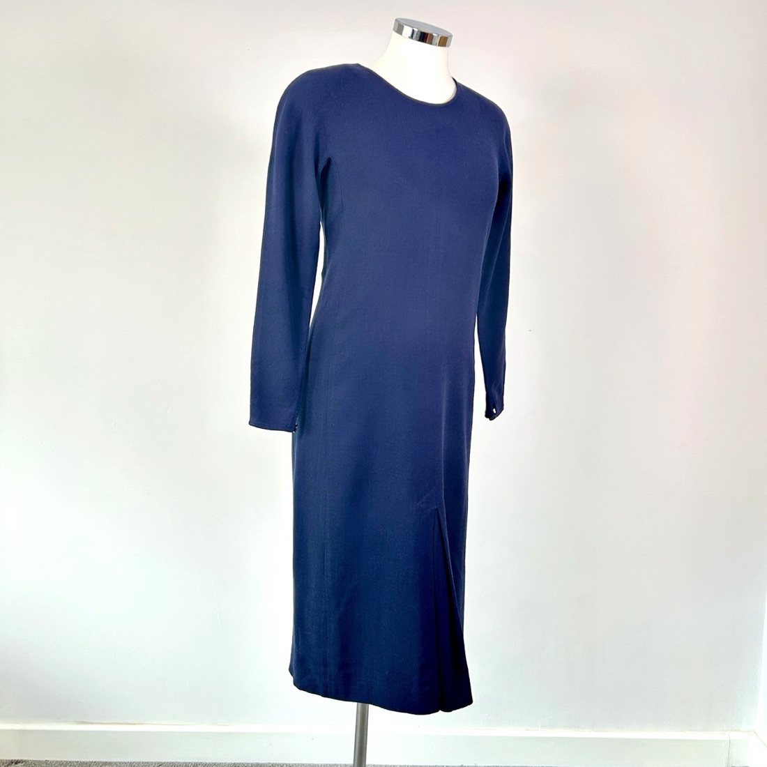 Jean Muir Navy long-sleeve wool dress