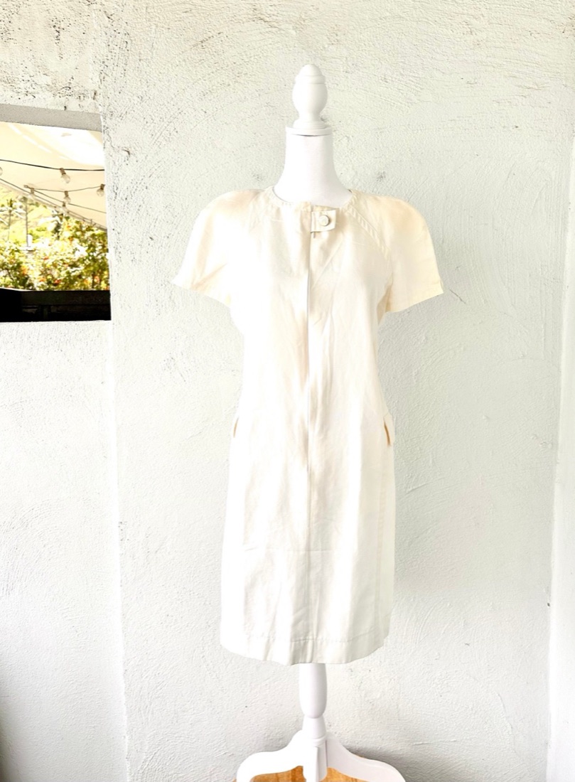 Courrèges Cream linen zip dress